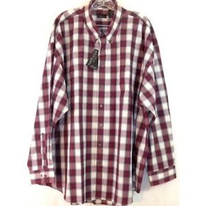 Van Heusen Men's 2XL Red/White Plaid Shirt-NWT